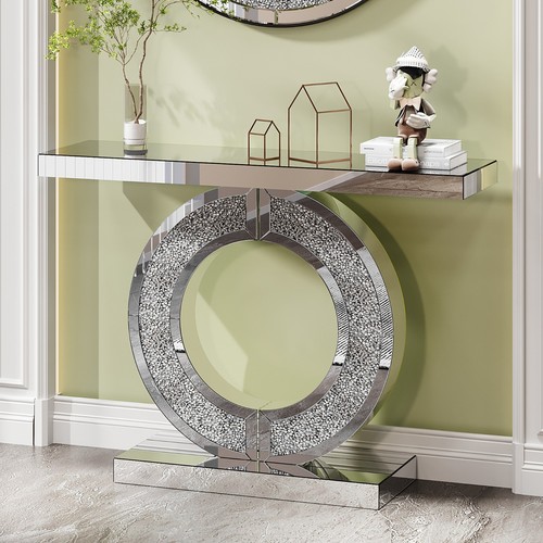 Shaped mirror console - console, table