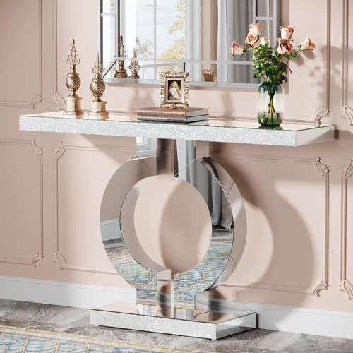 Modern mirrored glass console - mirrored,
