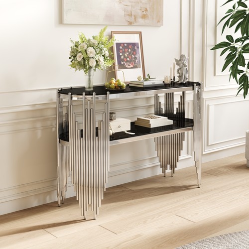 Luxury silver console table - silver,