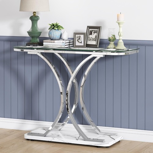 Silver glass console - silver,