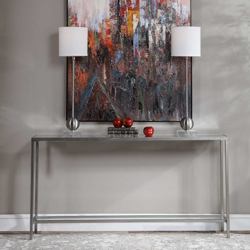 Aged silver iron sofa - silver, 60"